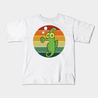 Seahorse Retro Sunset Kids T-Shirt